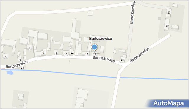 Bartoszewice, Bartoszewice, 13, mapa Bartoszewice