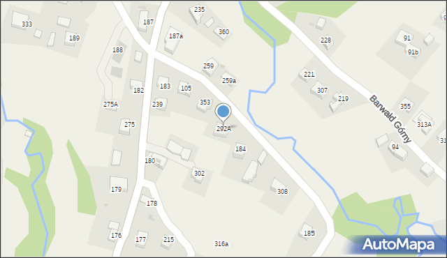 Barwałd Górny, Barwałd Górny, 292A, mapa Barwałd Górny