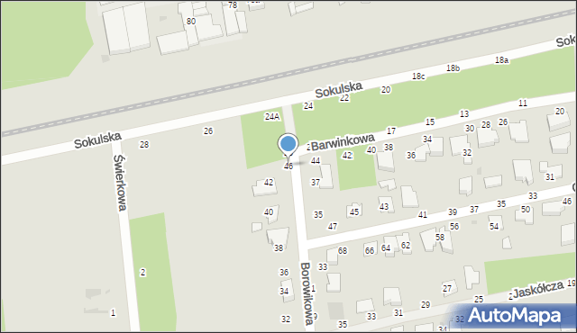 Biała Podlaska, Barwinkowa, 46, mapa Białej Podlaskiej