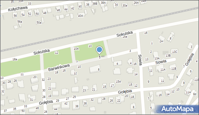 Biała Podlaska, Barwinkowa, 5, mapa Białej Podlaskiej