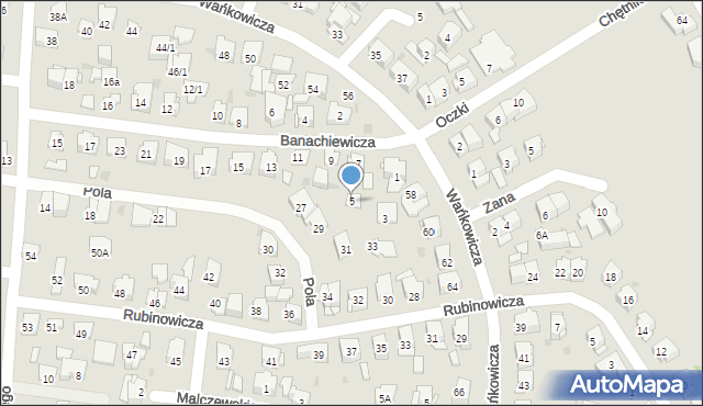 Białystok, Banachiewicza Tadeusza, 5, mapa Białegostoku