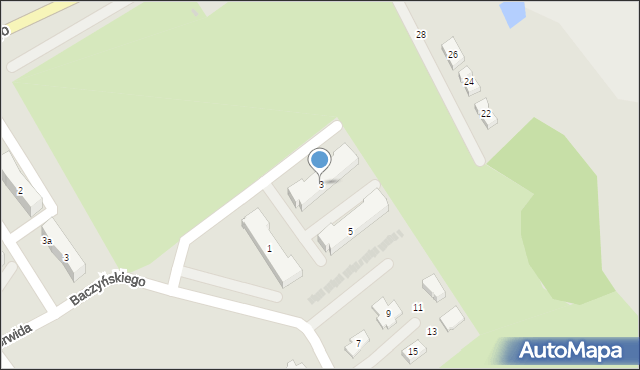 Bielawa, Baczyńskiego Krzysztofa Kamila, 3, mapa Bielawa