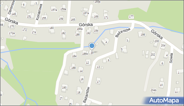 Bielsko-Biała, Bażantów, 10, mapa Bielsko-Białej