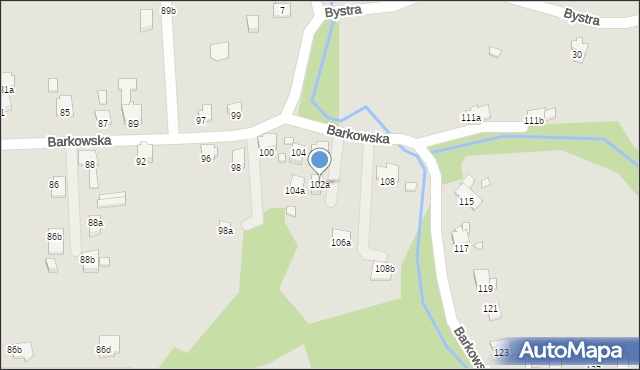 Bielsko-Biała, Barkowska, 102a, mapa Bielsko-Białej