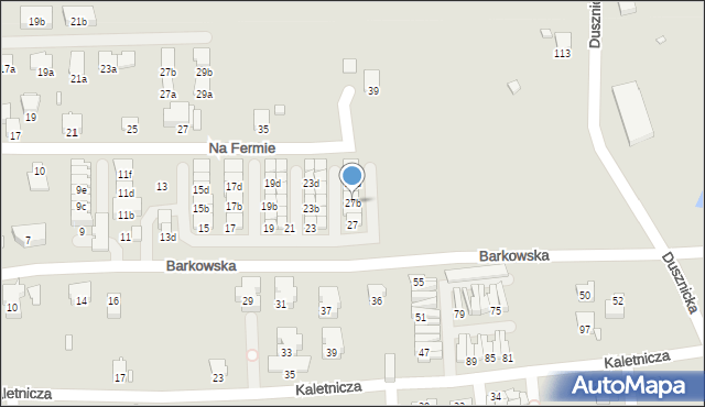 Bielsko-Biała, Barkowska, 27b, mapa Bielsko-Białej