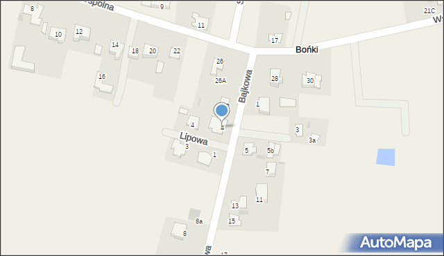 Bońki, Bajkowa, 4, mapa Bońki