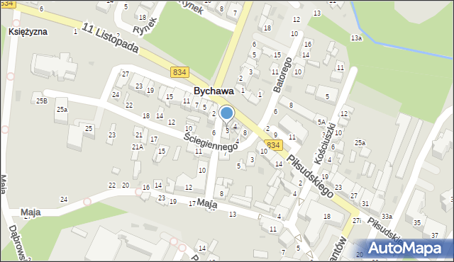 Bychawa, Batalionów Chłopskich, 3, mapa Bychawa