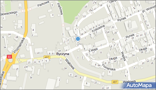 Byczyna, Basztowa, 2, mapa Byczyna