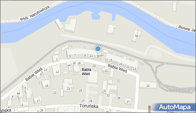 Bydgoszcz, Babia Wieś, 13, mapa Bydgoszczy