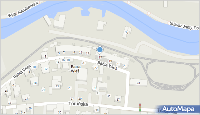 Bydgoszcz, Babia Wieś, 15, mapa Bydgoszczy