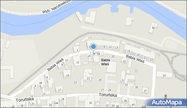 Bydgoszcz, Babia Wieś, 16, mapa Bydgoszczy