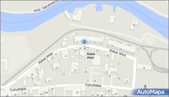 Bydgoszcz, Babia Wieś, 18, mapa Bydgoszczy