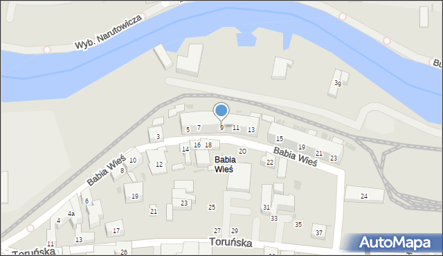 Bydgoszcz, Babia Wieś, 9, mapa Bydgoszczy