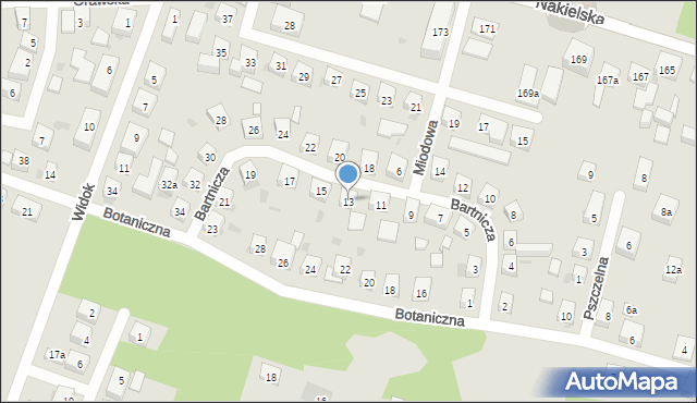 Bydgoszcz, Bartnicza, 13, mapa Bydgoszczy