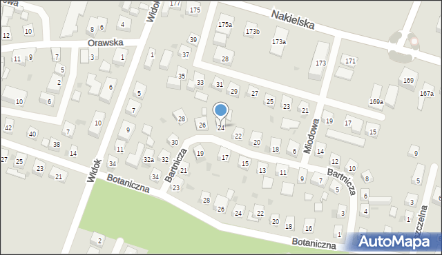 Bydgoszcz, Bartnicza, 24, mapa Bydgoszczy