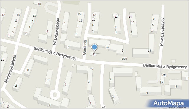 Bydgoszcz, Bartłomieja z Bydgoszczy, 11, mapa Bydgoszczy