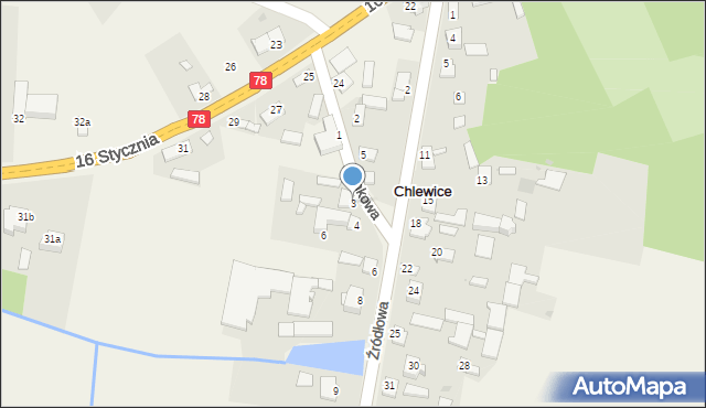 Chlewice, Bankowa, 3, mapa Chlewice