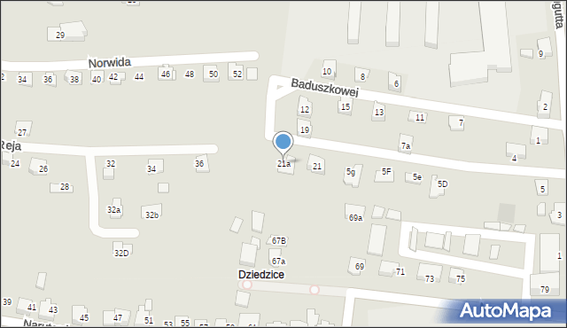 Czechowice-Dziedzice, Baduszkowej Danuty, 21a, mapa Czechowic-Dziedzic