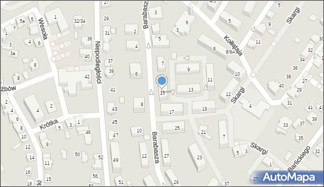 Czechowice-Dziedzice, Barabasza Jana Nepomucena, ks., 15, mapa Czechowic-Dziedzic