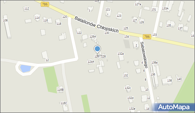 Częstochowa, Batalionów Chłopskich, 126A, mapa Częstochowy