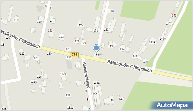 Częstochowa, Batalionów Chłopskich, 133, mapa Częstochowy