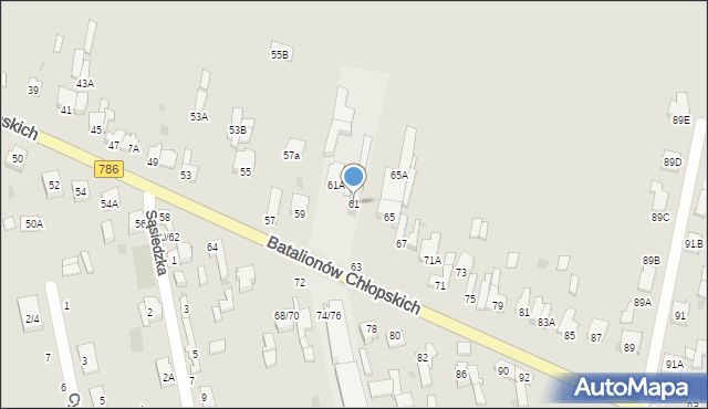 Częstochowa, Batalionów Chłopskich, 61, mapa Częstochowy