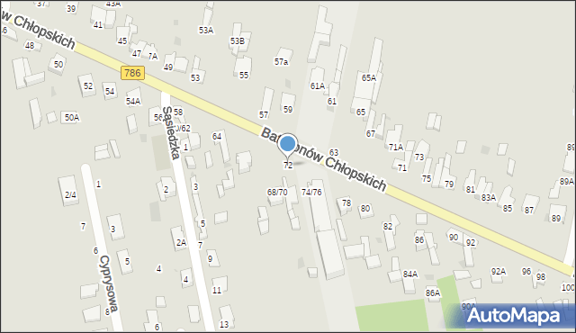 Częstochowa, Batalionów Chłopskich, 72, mapa Częstochowy