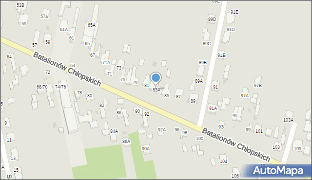 Częstochowa, Batalionów Chłopskich, 83A, mapa Częstochowy