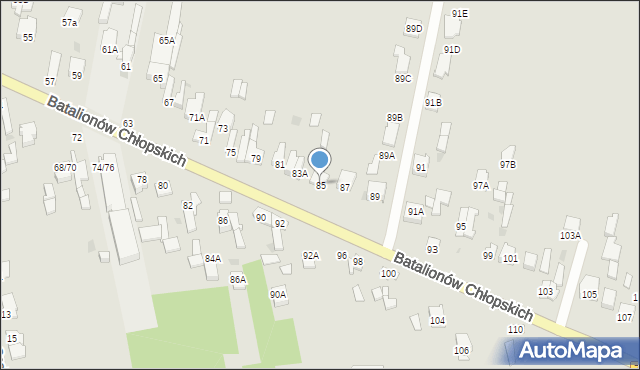 Częstochowa, Batalionów Chłopskich, 85, mapa Częstochowy
