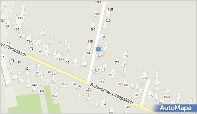 Częstochowa, Batalionów Chłopskich, 91, mapa Częstochowy