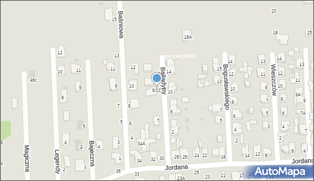 Częstochowa, Balladyny, 9/11, mapa Częstochowy