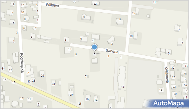 Dąbrowa, Barwna, 5, mapa Dąbrowa