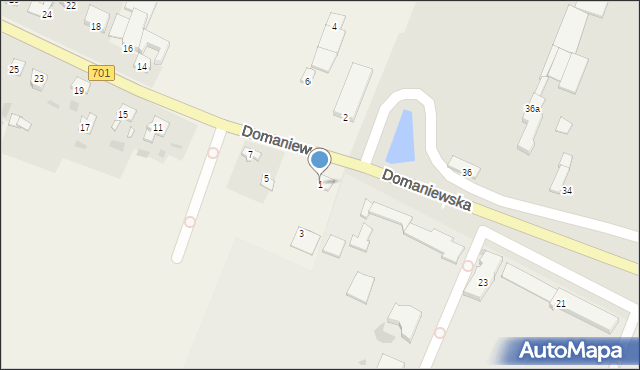 Domaniew, Baśniowa, 1, mapa Domaniew