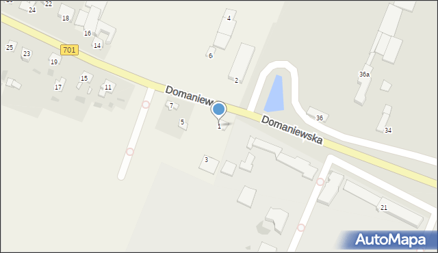 Domaniew, Baśniowa, 1, mapa Domaniew