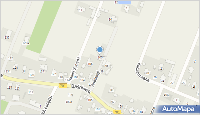 Domaniew, Baśniowa, 100, mapa Domaniew