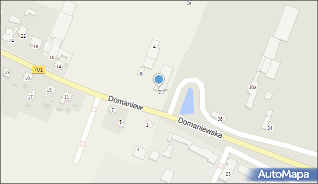 Domaniew, Baśniowa, 2, mapa Domaniew
