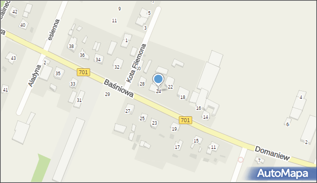 Domaniew, Baśniowa, 24, mapa Domaniew