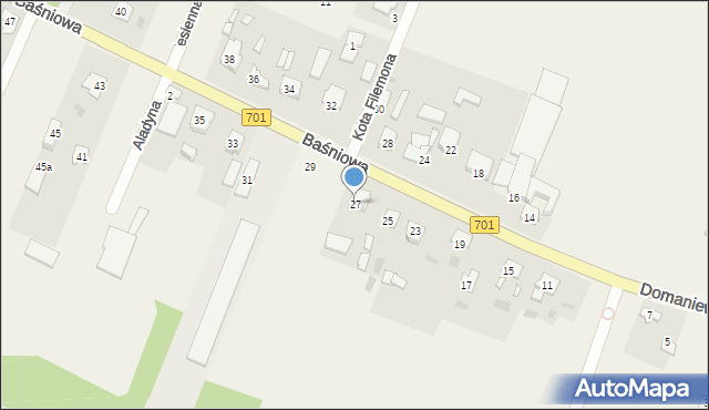 Domaniew, Baśniowa, 27, mapa Domaniew