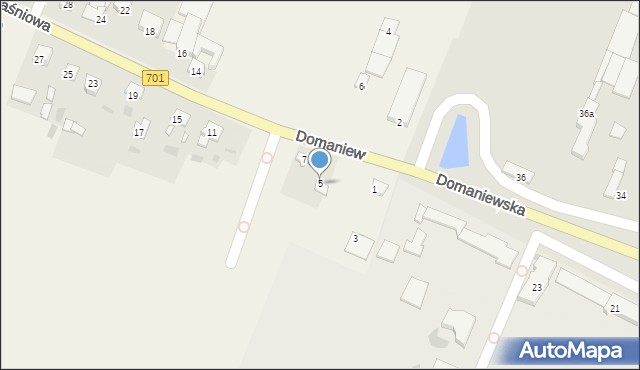 Domaniew, Baśniowa, 5, mapa Domaniew