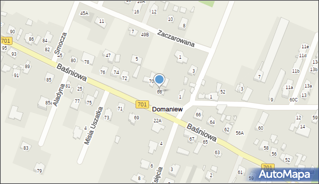 Domaniew, Baśniowa, 68, mapa Domaniew