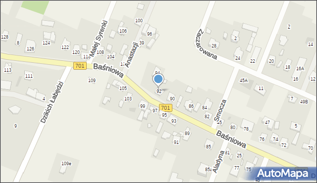 Domaniew, Baśniowa, 92, mapa Domaniew