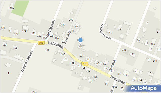 Domaniew, Baśniowa, 94, mapa Domaniew