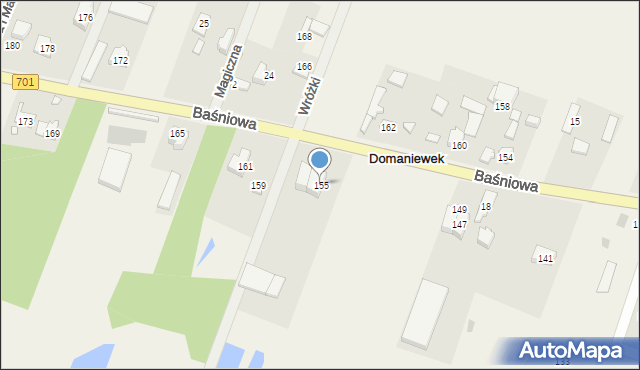 Domaniewek, Baśniowa, 155, mapa Domaniewek