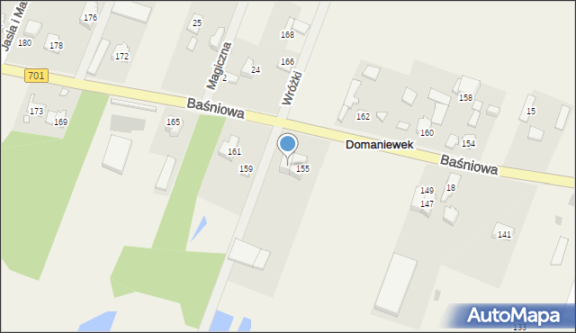 Domaniewek, Baśniowa, 157, mapa Domaniewek