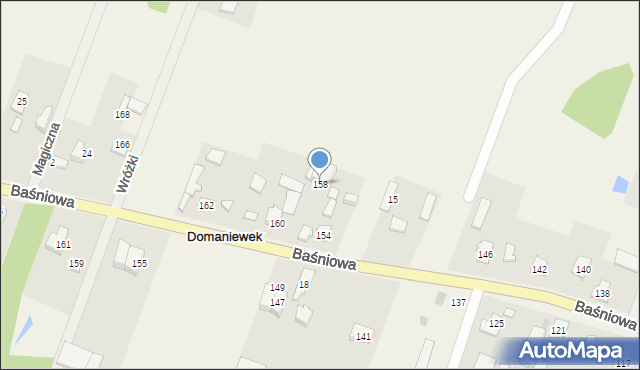 Domaniewek, Baśniowa, 158, mapa Domaniewek