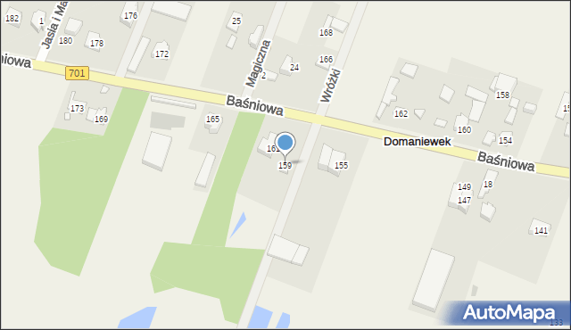 Domaniewek, Baśniowa, 159, mapa Domaniewek