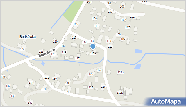 Dynów, Bartkówka, 117a, mapa Dynów
