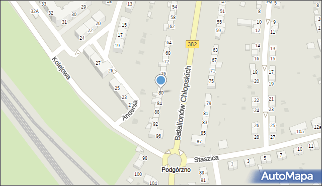Dzierżoniów, Batalionów Chłopskich, 80, mapa Dzierżoniów
