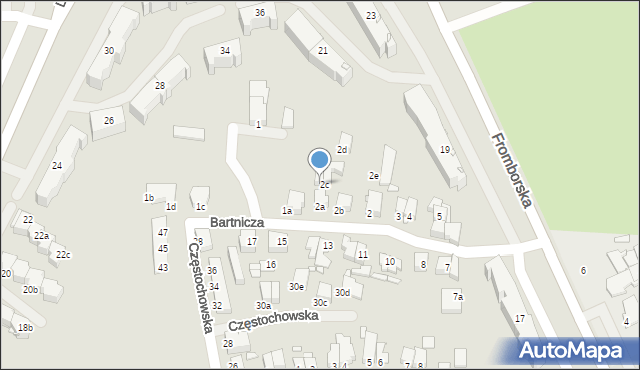 Elbląg, Bartnicza, 2f, mapa Elbląga