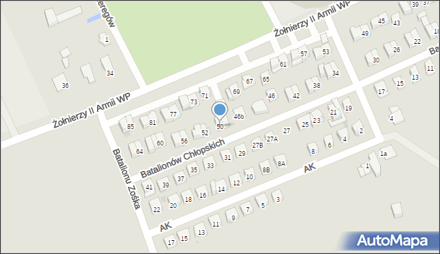 Garwolin, Batalionów Chłopskich, 50, mapa Garwolin